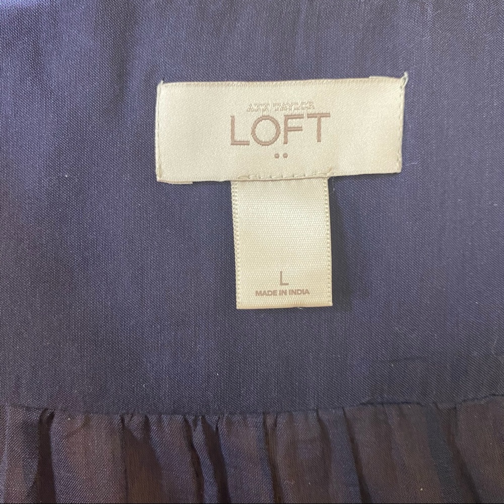 LOFT • Sheer Pleated Peasant Top Cutout Detail - L - Picture 13 of 16